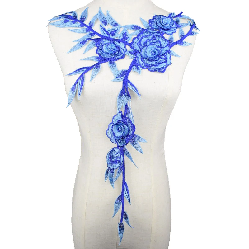 Вышитый цветок кружевной воротник тканевый швейная вязаная аппликация сделай