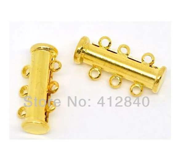 

Free Shipping!50 Gold Plated 3-Strands Magnetic Slide Clasps 20x10mm