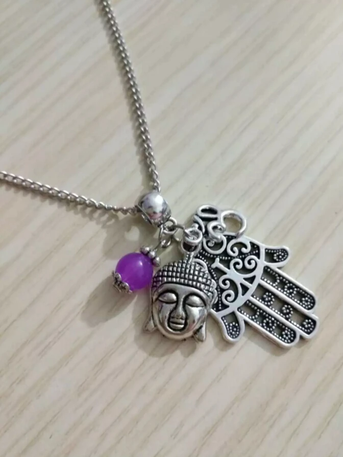 Модные ювелирные изделия, летняя стильная винтажная подвеска «рука Фатима хамса», голова Будды, 3D подвеска Om yoga zen, массивное ожерелье в подарок