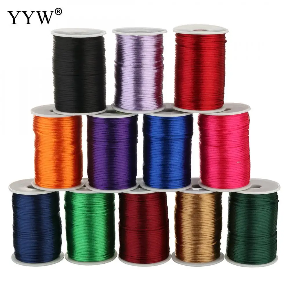 24 Color 100yards/Pc 2mm Mix Nylon Satin Koreal Knotting Silky Macrame Cord Beading Braided Bracelet String Thread
