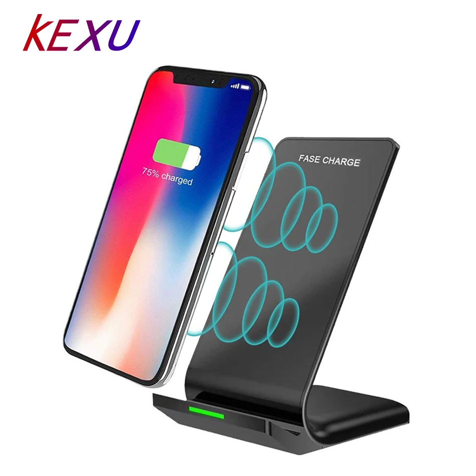 KEXU 10 Вт Qi Беспроводное зарядное устройство для iPhone X XS 8 Plus Быстрая зарядка