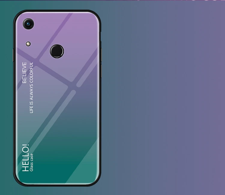 Градиент закаленное Стекло чехол для телефона для huawei Honor 8A Роскошные Красочная обложка для huawei Honor 8A чехол Coque Капа Honor8a