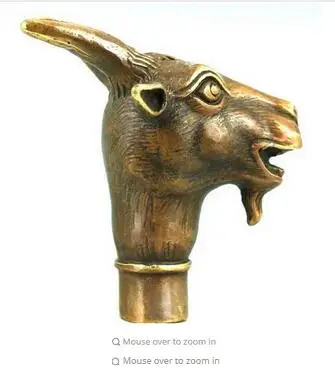 

Pure Copper Brass Grandpa Good Lucky Asian Chinese Old Bronze Hand Carved Collect Sheep Statue Walking Stick Head