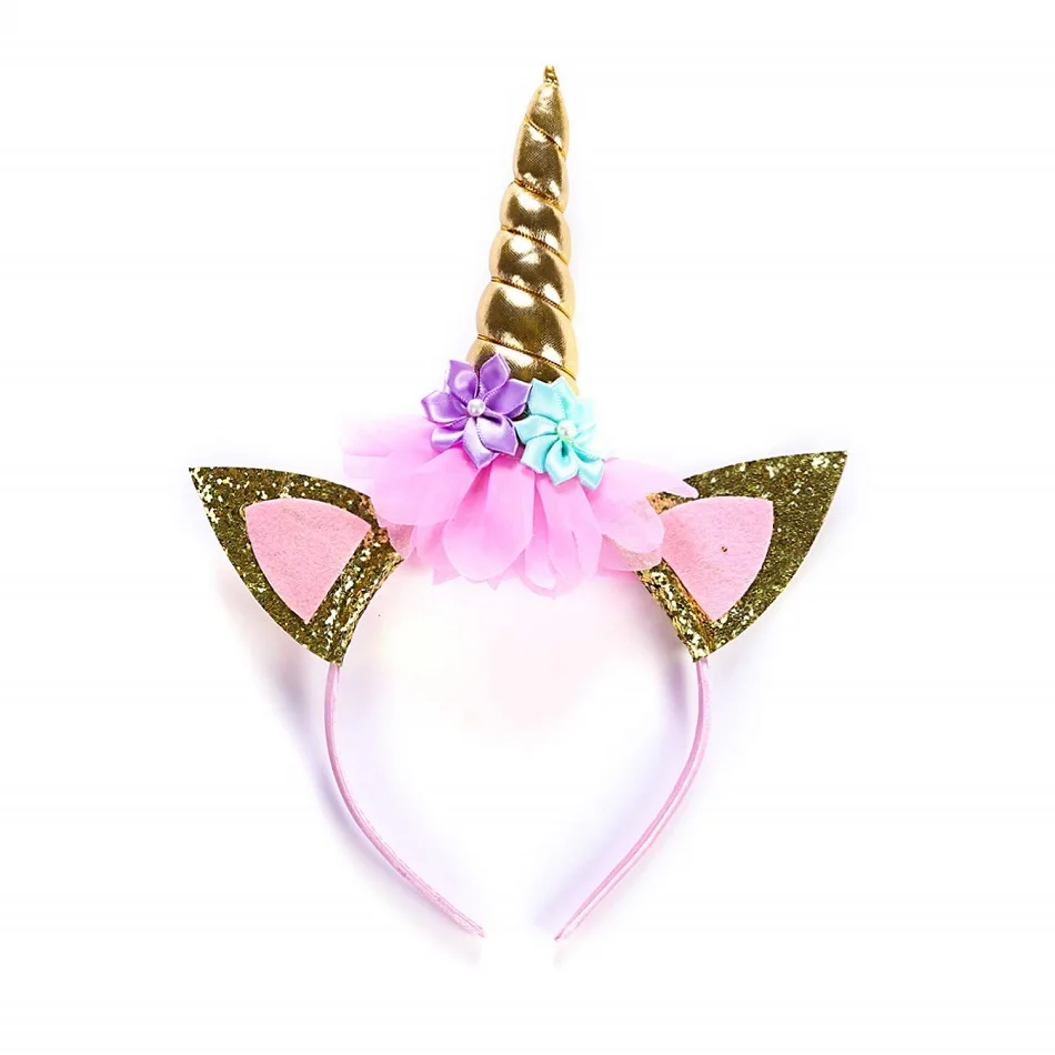 Unicorn Headband-B PaMaBa/костюм единорога для маленьких девочек; платье-пачка с длинными рукавами, цветочной аппликацией и рисунком пони; нарядные вечерние платья для девочек на день рождения - Цвет: Unicorn Headband-B