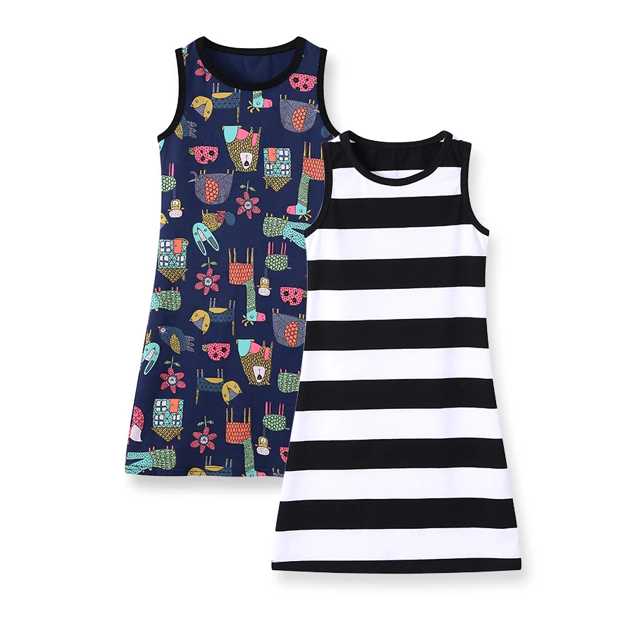 

SheeCute Girls' Toddler & Kid 2-Pack Knit SleeveLess A-Line T-Shirt Dresses SDS659