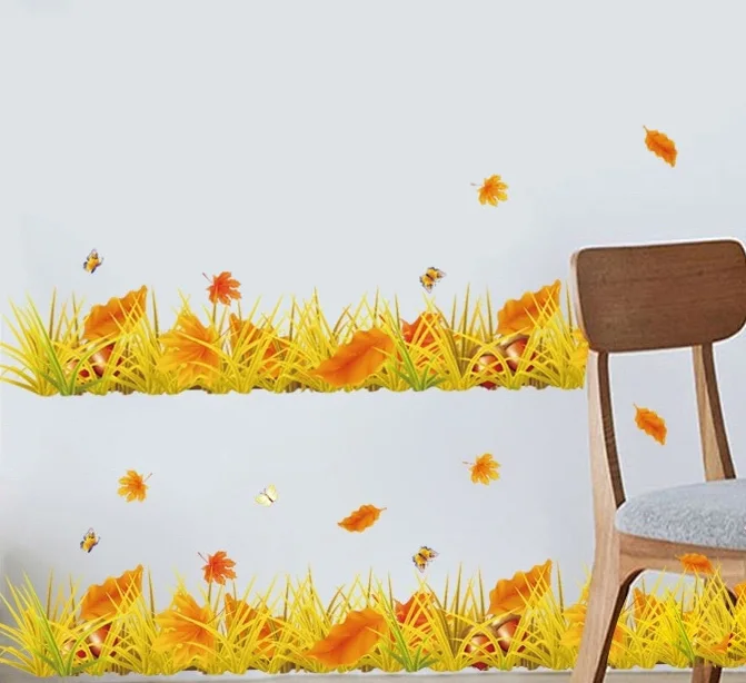 Осенние опавшие листья желудь гайки наклейки на плинтус и стены спальня кухня