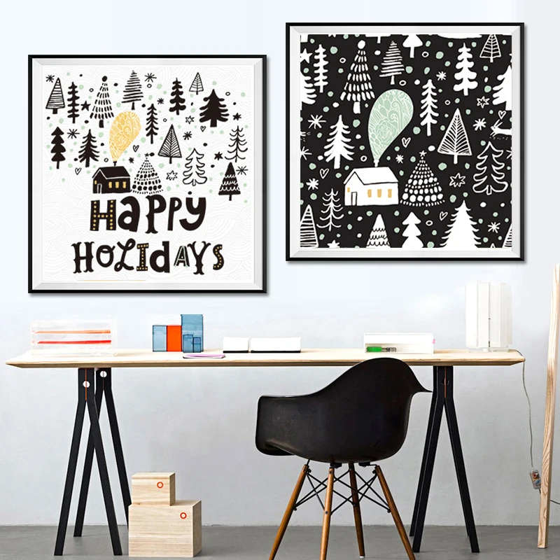 Рождественская елка дом скандинавский мультфильм искусство украшение детской