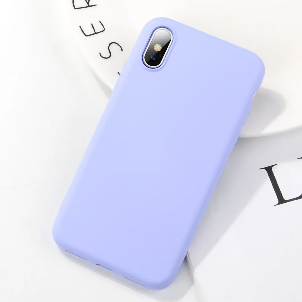 TIKITAKA мягкий силиконовый ударопрочный чехол для iPhone X XS XR XS Max 8 7 6 6 S Plus candy color Резиновая Защитная задняя крышка - Цвет: purple