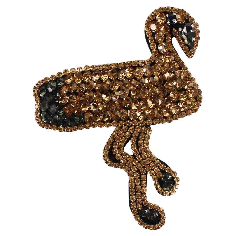 Модные Фламинго птицы патчи Стразы бисером кристалл аппликация пришить на DIY