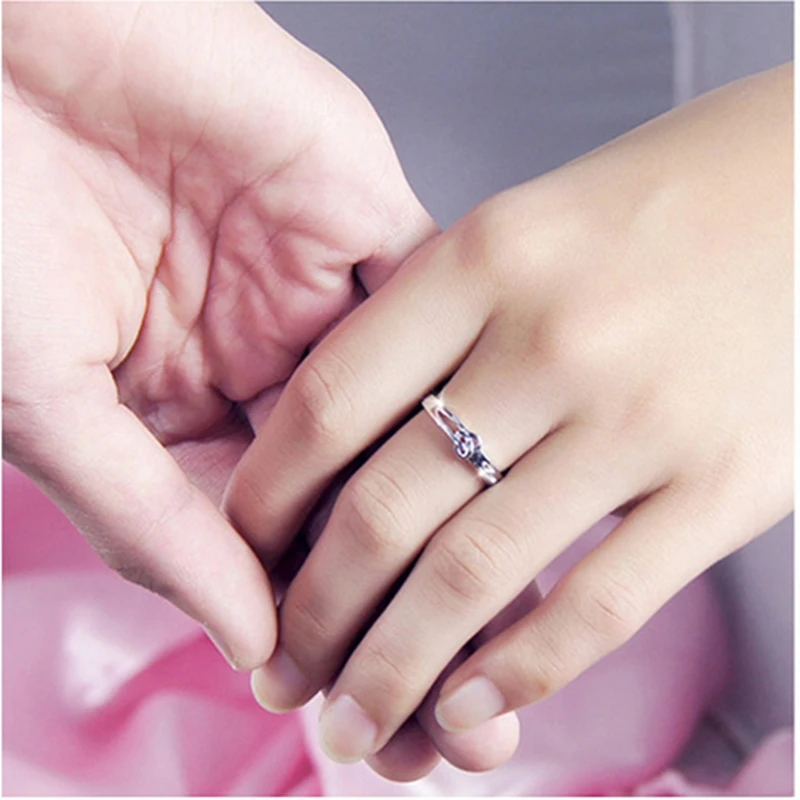 Модные фиолетовые серебряные ювелирные изделия 925 кольца в форме сердца для