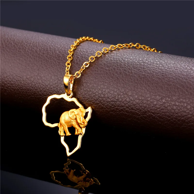 Колье с Африканской картой и подвесками Золотой/Серебряный цвет мужские