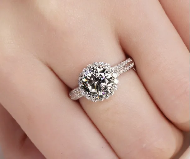 Женское кольцо из серебра пробы с искусственным бриллиантом|diamond drill bit jewelry|diamond