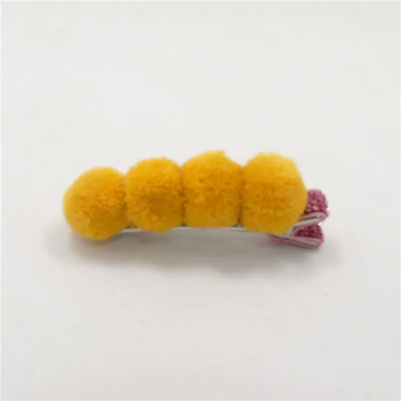 20 шт./лот плюшевая заколка для волос с помпоном девочек красная серая желтая