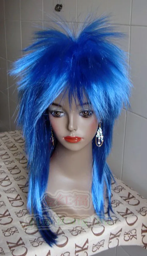 FREE shipping&gt&gt&gtNew ! Long blue Straight Party Cosplay wig wigs M423L PC3 |