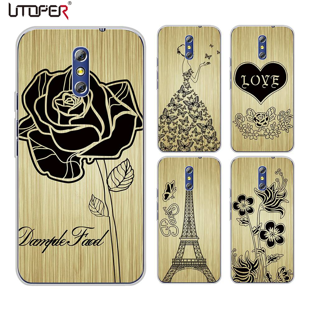 UTOPER Shell For Doogee BL5000 Case Wood Gain Pattern Silicon Black Rose Phone BL7000 X30 Mix Lite Cover |
