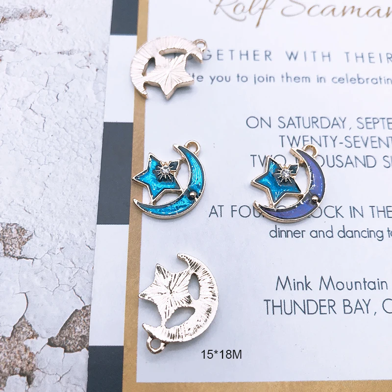 10pcs/bag Blue Moon Planet Stars Cat Enamel Charms Oil Drop Alloy Space Pendants Earring Bracelet DIY Jewelry Accessories YZ379 | Украшения
