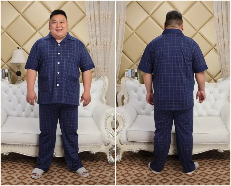 140 кг 5XL Домашний Мужской Хлопковый комплект пижамы летняя Пижама с коротким рукавом из хлопка сексуальная пижама homens Мужская пижама размера плюс XXXXL
