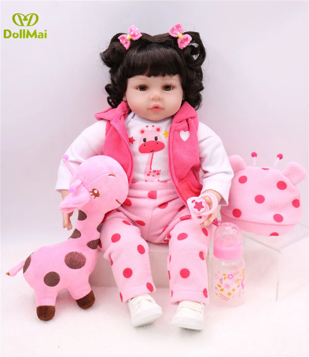 

Reborn dolls curly hair toddler girl lifelike 22inch 55cm vinyl silicone reborn baby dolls toys for child gift Bebes reborn