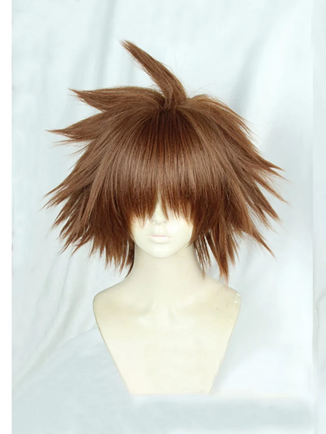 Короткие коричнево желтые термостойкие волосы для косплея KINGDOM HEARTS 3 Sora парик +
