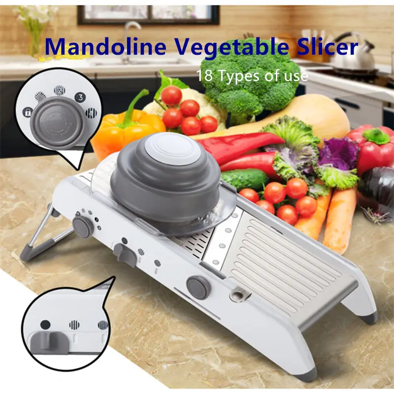 18 Types Use Mandoline Vegetable Slicer Cutter Stainless Steel Multifunctional Fruit Onion Potato Chopper Kitchen Gadgets | Дом и сад