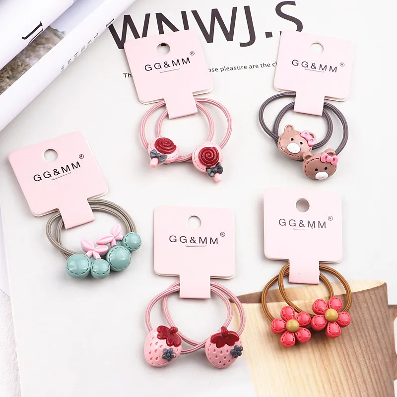 2 bear flower 5 пар/лот, подарок, милые Мультяшные эластичные повязки для волос, головные уборы, резинки, резинки, повязки на голову, аксессуары для волос - Цвет: 2 bear flower