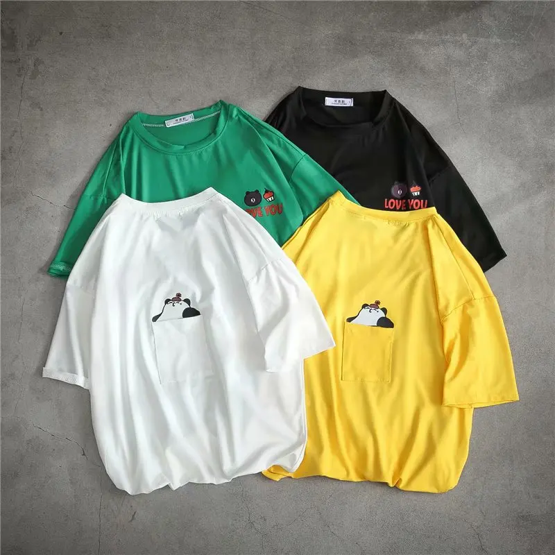 

Niche design feelings couple summer dress 2019 new Korean version of the loose tide brand trend super fire short-sleeved t-shirt