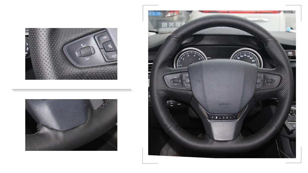 Черный PU искусственная кожа чехол на руль для Citroen C3 C3-XR- C4- peugeot 408- Traveller