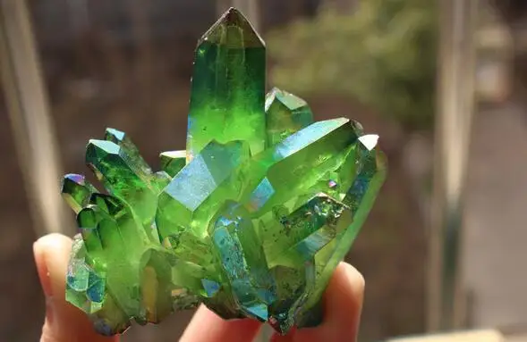 PRETTY Aura Quartz Crystal Bismuth Titanium Silicon скопления образцов | Дом и сад