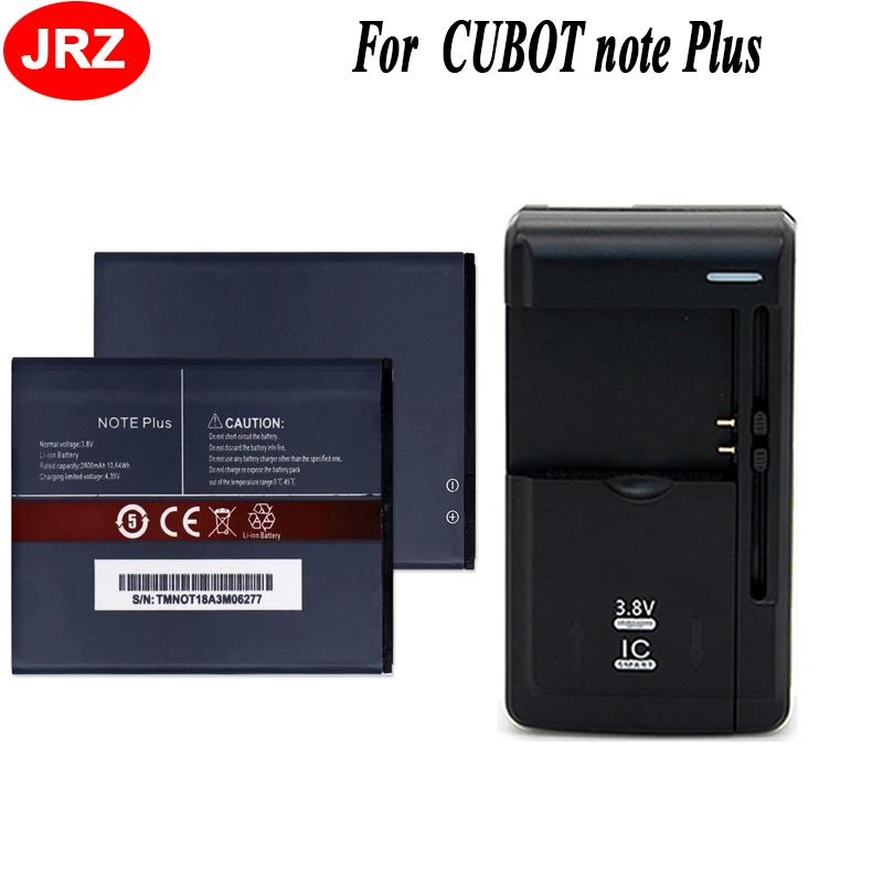 

JRZ LOT=2PC For CUBOT note Plus Phone Battery 2800mAh Hight Capacity 3.8V Top Quality Replacement Batteries+Charger