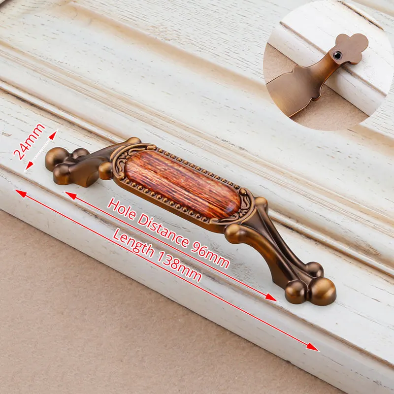 Crystal Wood 96mm KAK винтажные Хрустальные Ручки для шкафа и ручки европейские ручки для ящика кухонные ручки дверное оборудование для обработки мебели - Цвет: Crystal Wood 96mm