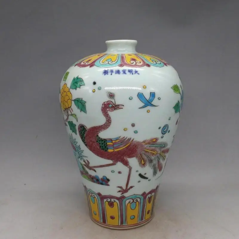 

antique MingDynasty porcelain vase,Pastel peacock bottle,hand painted crafts /collection & adornment,Free shipping