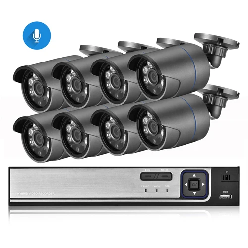 8CH NVR and 8 Camera AZISHN H.265 8CH 4MP POE камера безопасности система NVR комплект аудио запись ip-камера ИК Открытый IP66 CCTV видео наблюдение NVR комплект - Цвет: 8CH NVR and 8 Camera