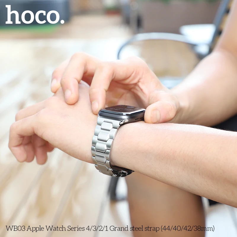 Ремешок HOCO Pinhen из нержавеющей стали для Apple Watch серии 5, 4, 3, 2, металлические Смарт-часы, подходят для Iwatch 44 мм, 42 мм, 40 мм, 38 мм