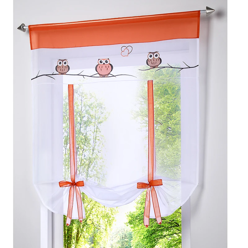 2019 распродажа кухонные Короткие шторы в римском стиле с вышитой милой совой из
