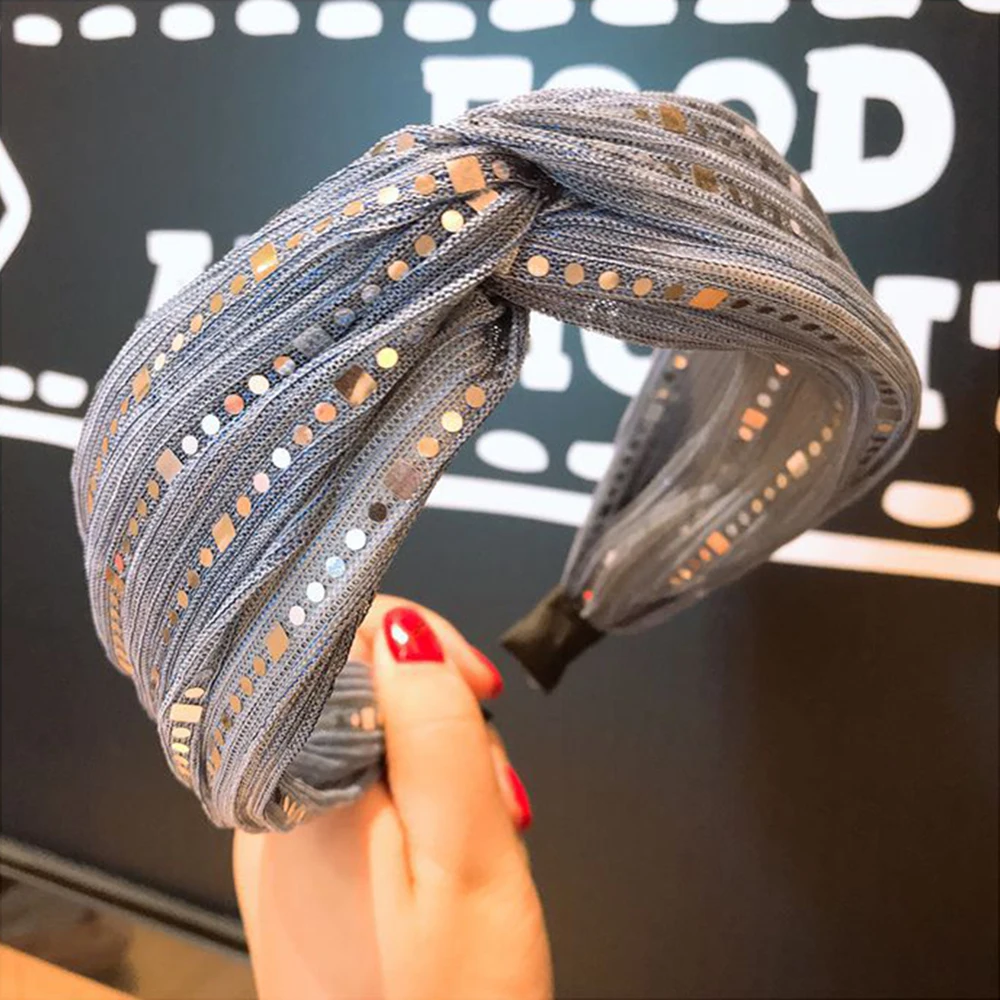 Ободки в полоску с блестками и цветами для девочек ободки стиле бохо бантом