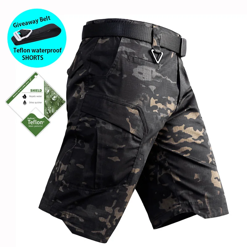 Darknight camouflage Мужские шорты Карго в стиле милитари, уличная одежда, летние хлопковые повседневные мужские шорты, удобные мужские шорты Карго, женские спортивные штаны - Цвет: Darknight camouflage