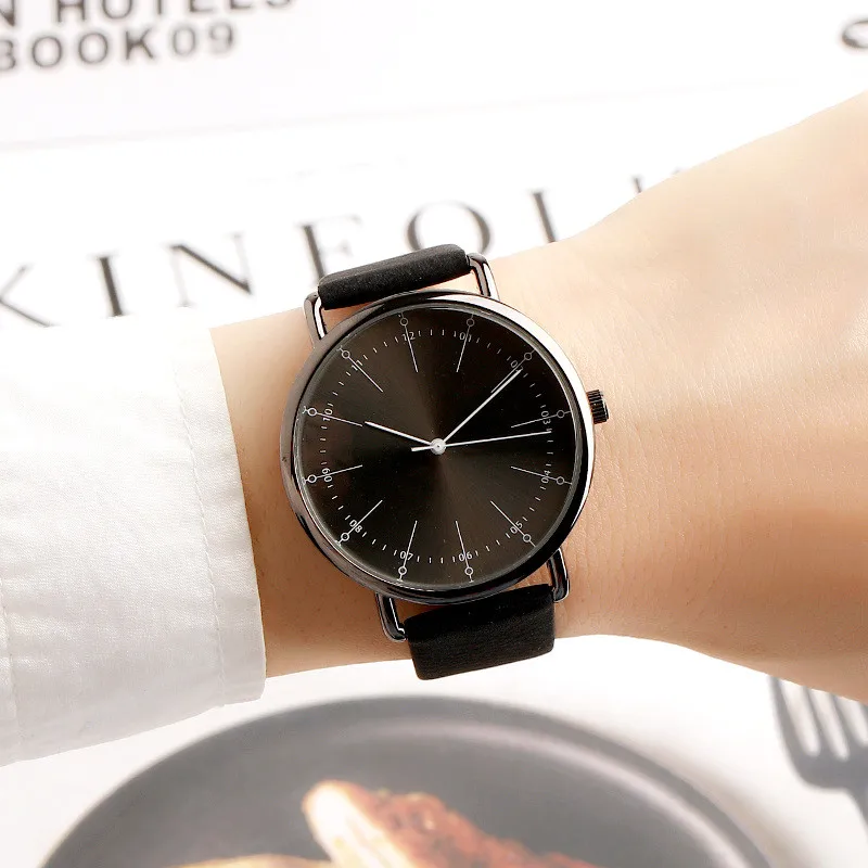 Новые модные мужские Аналоговые кварцевые часы с кожаным ремешком черные