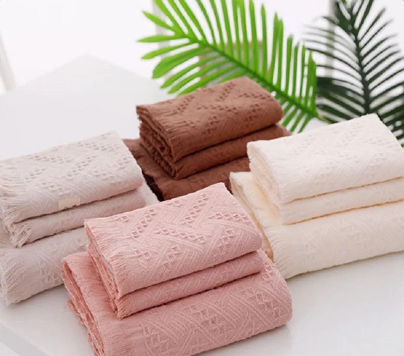 3 шт. абсорбирующие однотонные хлопковые полотенца с кисточками|Наборы