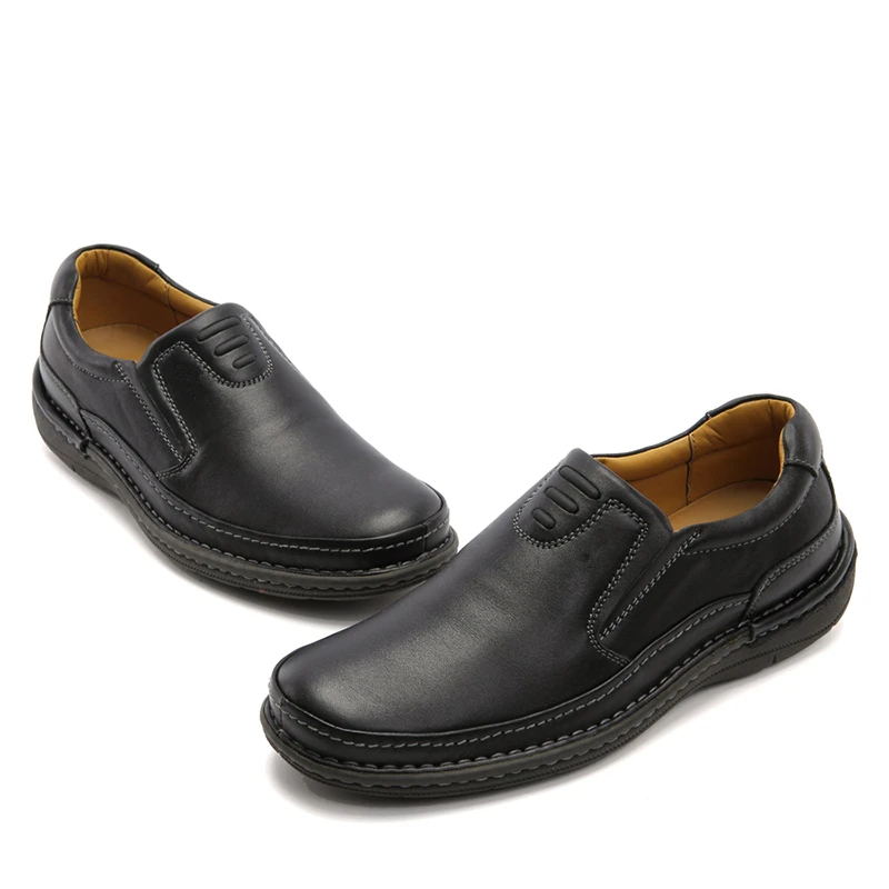 LINGGE Leather Casual Shoes For Men BLACK Genuine Slip-On Loafers New Fashion Business Mens Formal #5181/5182 | Обувь