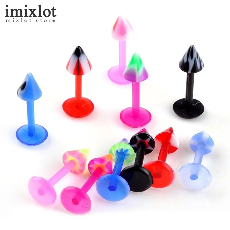 Imixlot 10 шт./лот 16 Стиль красочные мягкие акрил для бровей пупка губ язык кольцо нос