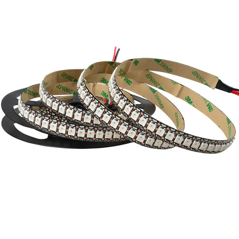 

2M 144LEDs/M WS2812B 5050 RGB LED Strip Light Pixel WS2811 IC Built-in Flexible Tape TV 5V Indoor Non-waterproof IP20 BLACK PCB