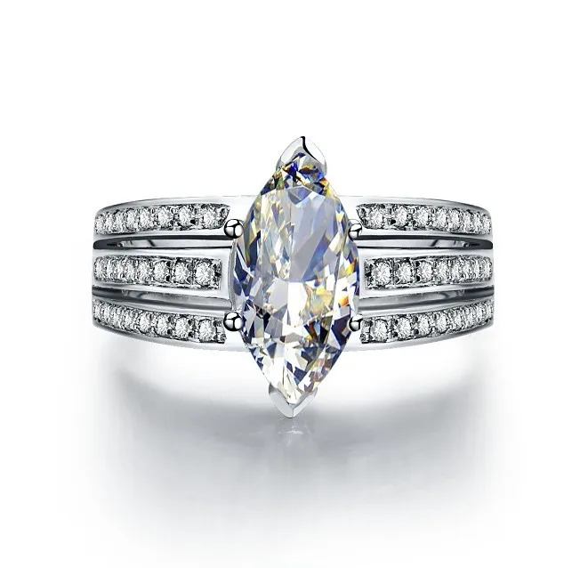

High Quality 3Ct Marquis Cut Diamond Ring 925 Silver Ring Non-Allergy nor Tarnish splendid Jewelry