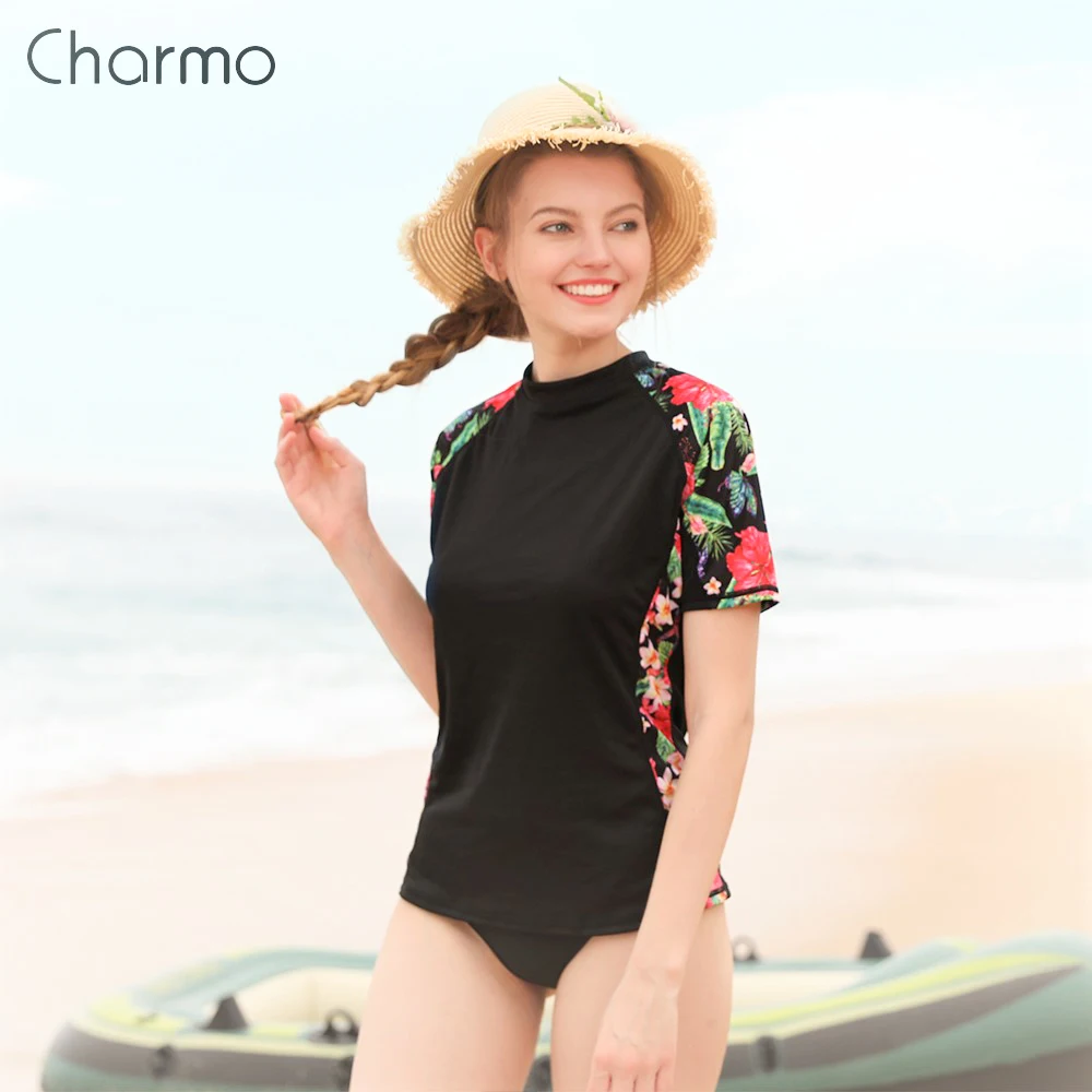 Женская быстросохнущая рубашка Charmo ретро с коротким рукавом и цветочным принтом