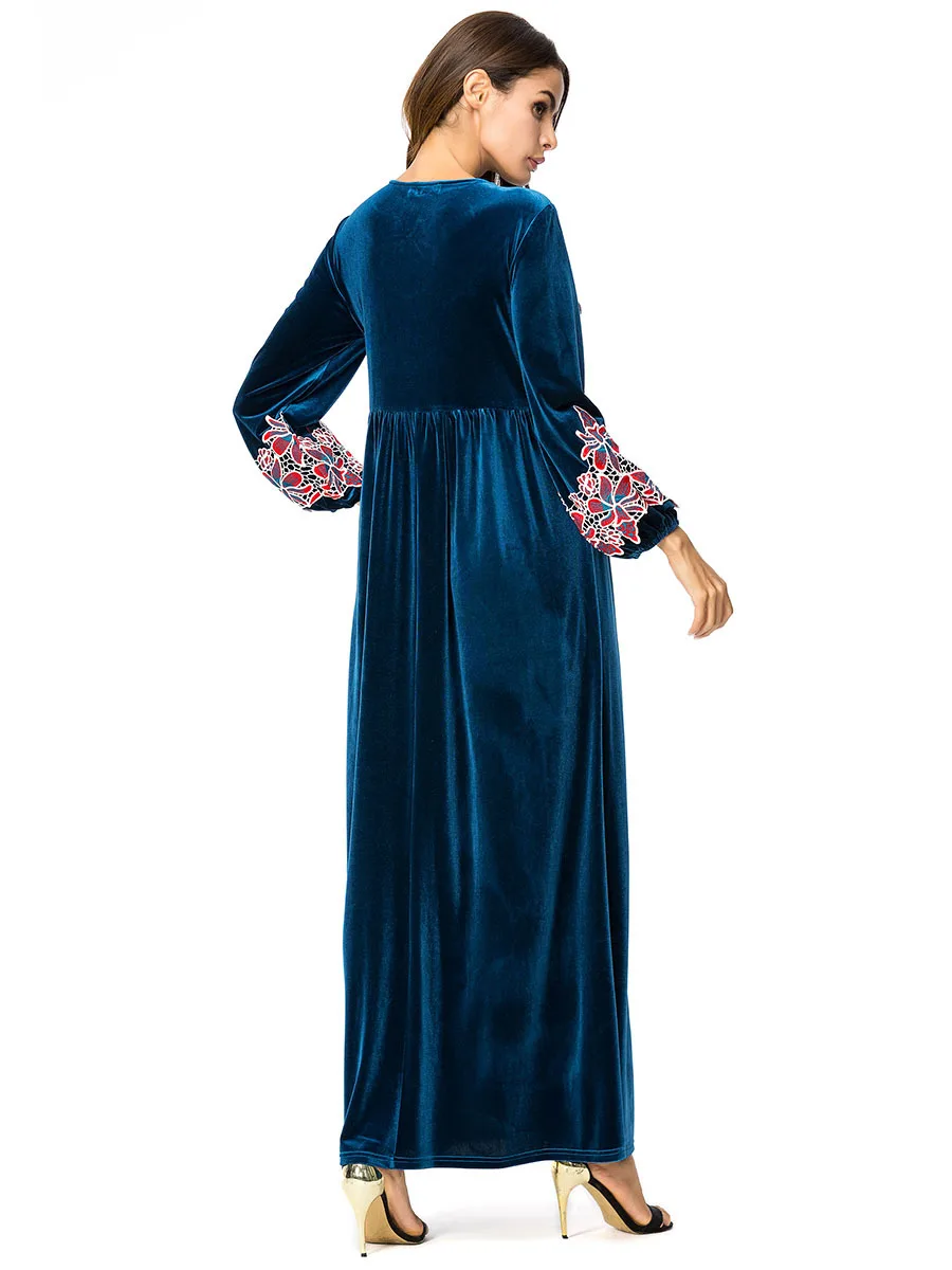 2018 зимние мусульманская девушка платье Дубай женская одежда корейский бархат с