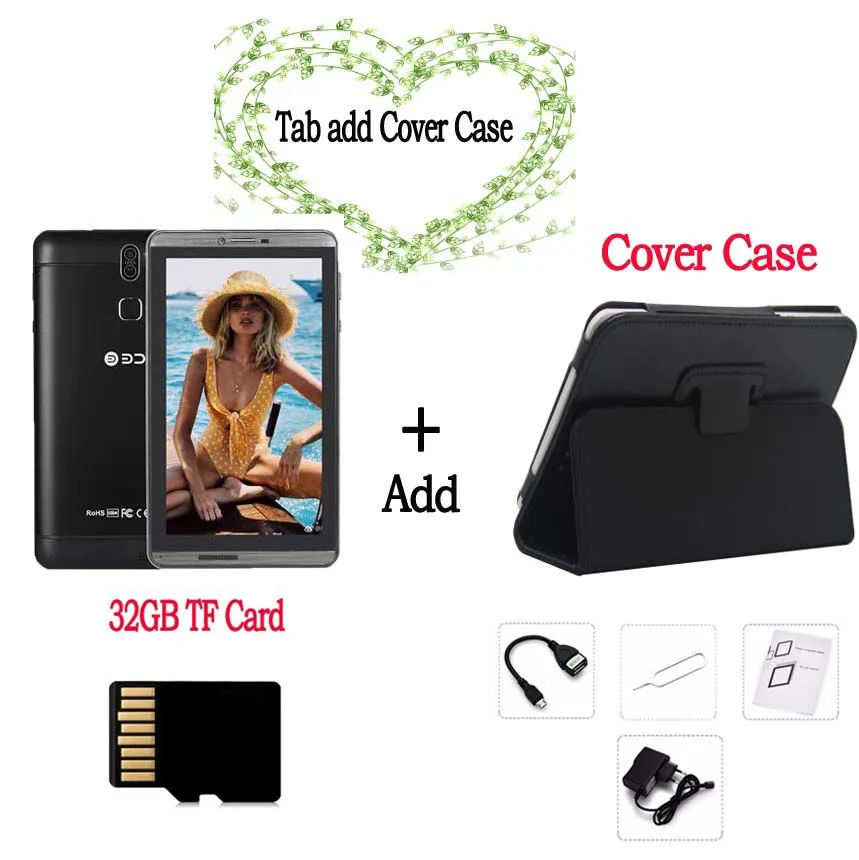 Leather case 32GB TF В Москву BDF планшет 7 дюймов планшетный ПК Q706 Android 6,0 планшет 16 Гб/1 ГБ четырехъядерный Встроенный 3G телефон планшет 7 - Комплект: Leather case 32GB TF