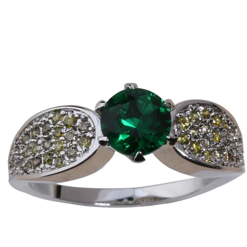 Женское кольцо из стерлингового серебра 925 пробы с уникальным бантом зеленым