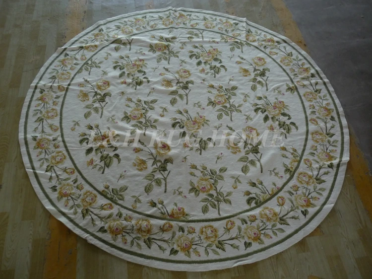 Бесплатная доставка 8x8 дюймов Круглый шерстяной коврик ручной работы с цветочным