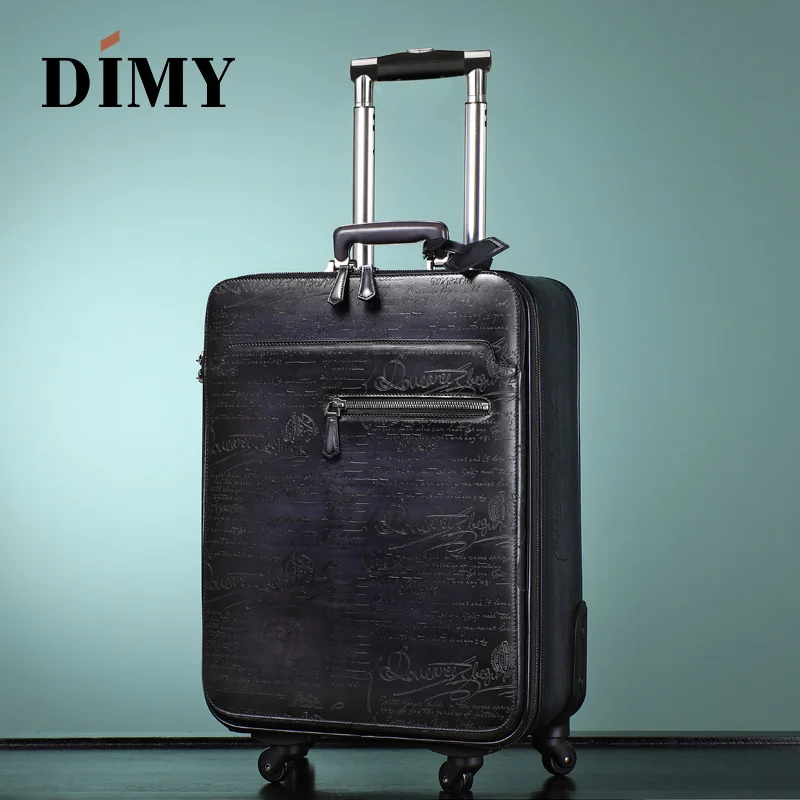 DIMY leather trolley case male business suitcase female leather suitcase universal wheel password boarding 22 inch soft suitcase
