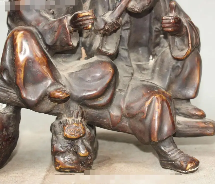 11&quotChina Bronze Gilt Grandpa Grandma Old Man Woman Fall In Love Happiness Statue | Дом и сад