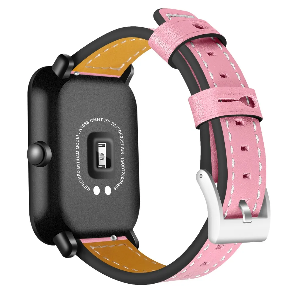 20 мм браслет ремешок для Xiaomi Huami Amazfit Bip GTS GTR 42 мм ремешок для часов Amazfit Pace Stratos 2 GTR 47 мм кожаный ремешок для часов